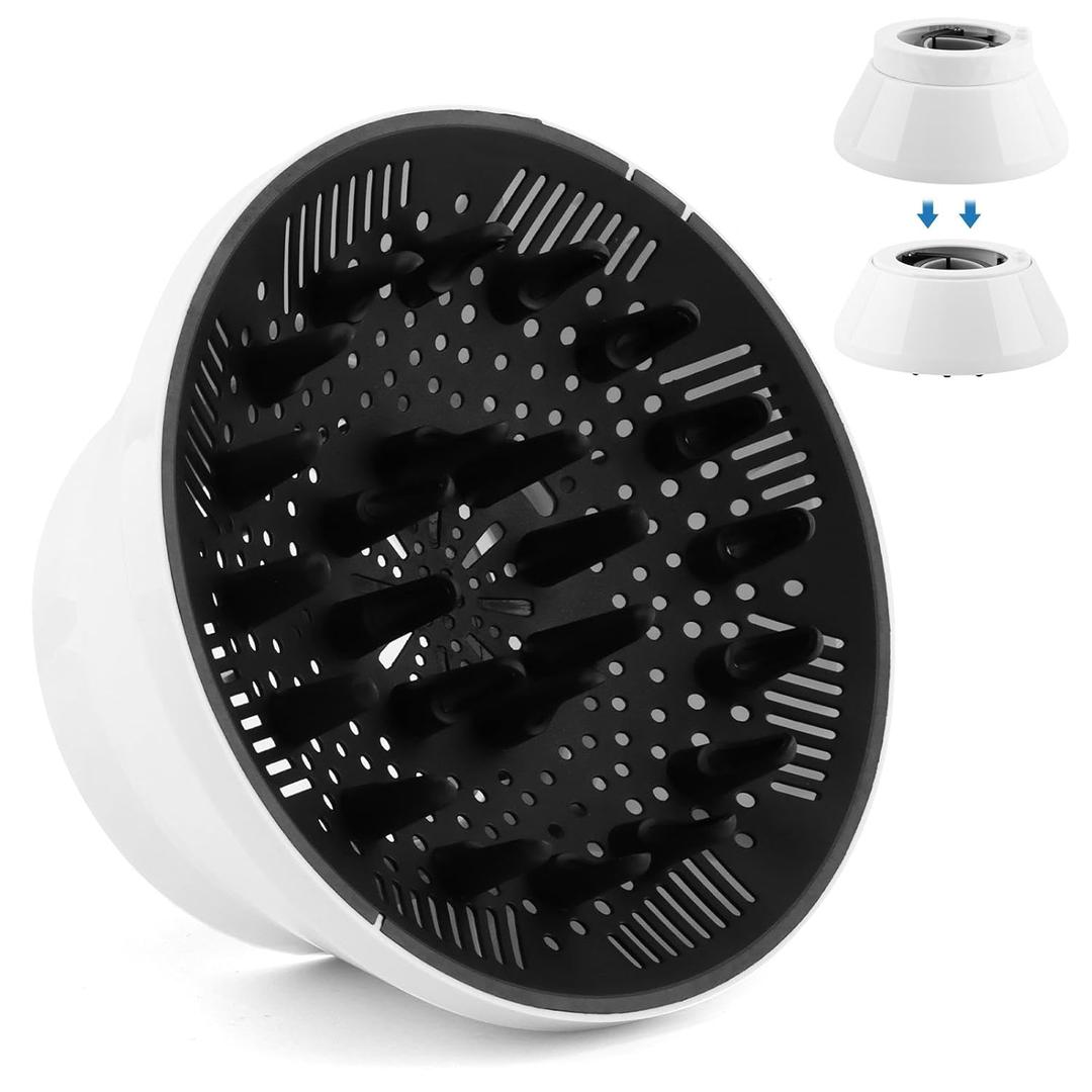 Universal Hair Diffuser Adaptable for Blow Dryers with D-1.5-Inch to 3.15-Inch Folded Hair Blow Dryer for Curly Hairs and Natural Wavy Hai(COLOR:white)