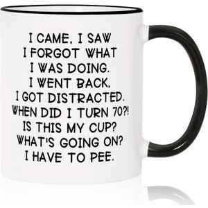 Shqiueos Funny 70th Birthday Gifts for Women Men Mug 11oz, 70 Year Old Birthday Gift for Her Him, Happy 70th Bday Gift Idea for Mom Dad Grandpa Grandma, 1956 Birthday Gift Decorations Coffee Cup