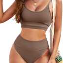 Women 2 Piece High Waisted Bikini Sets Color Block Popular Swimsuits 2026 Summer Beach Swim Best Bathing Suits S