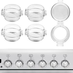 BOXOB 5pcs Universal Stove Knob Safety Covers, 2.36in Clear Oven Knob Safeguards Baby Proof Lock Child Safety Heat Resistant Protective Cover for Gas & Electric Burner