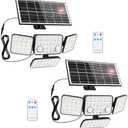 Aialun 2Pack Solar Lights Outdoor Motion Sensor 3600LM 5000mAh Battery,Bright 8500K 292 LEDs 4 Heads Solar Security Flood Lights Waterproof IP65,Remote Control,3 Modes for Backyard,Garage,Patio