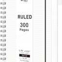 RETTACY Spiral College Ruled Notebook, 300 Pages, A5 Medium Size (5.7" x 8.2"), for School, Work, Writing, Journaling, 100 GSM Thick Paper, Flexible Plastic Cover (Transparent)