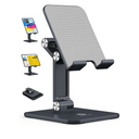 OCYCLONE Tablet Stand, iPad Stand Holder for Desk, Foldable iPad Pro Holder Portable Monitor Stand, Travel Home Office Desk Accessories Compatible with 4-15.6" Kindle iPad Tab iPhone - Black