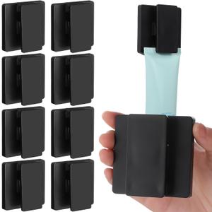 8 Pcs Large Self Adhesive Clips Wall Tapestry Clips No Drilling Towel Holder Adjustable Spring 15 mm Flag Hanger for Bathroom Kitchen Home Office Hotel (Black)