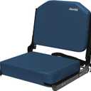 Stadium Seating for Bleachers, Bleacher Seats with Ultra Padded Comfy Foam Backs and Cushion, Wide Portable Stadium Chairs with Back Support and Shoulder Strap (Regular - 16.9"W x 13.2"D x 15.4"H, Navy Blue)
