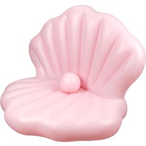 144cm/57in Seashell Pool Float, Thickened Inflatable Giant Shell Beach Float with Pearl Ball for Tanning Bachelorette Party Swimming Pool Party Decor (Pink)