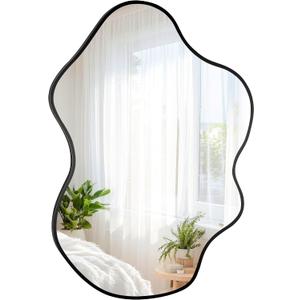 CULER Irregular Black Bathroom Wall Mirror,30 x 40 Inch Asymmetrical Vanity
Modern Tempered Glass Mirror for Bedroom,Living Room,Entryway