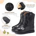 Rollda Baby Cowboy Boots Toddler Cowgirl Boots Infant Western Boots Round Toe (Black)