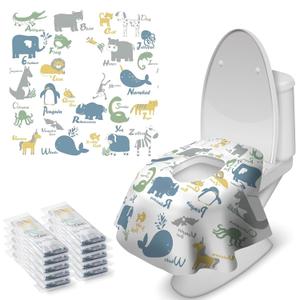 Blissful Diary 30 Pcs Toilet Seat Covers Disposable for Toddlers & Adults, Extra Large Waterproof, Portable Package for Travel, Kids Potty Training (Animal)