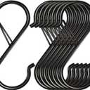 8 Pack S Hooks for Hanging, 3.5 inch Heavy Duty Metal S Hooks with Safety Buckle S Shaped Hooks Pot Rack Closet Hooks for Hanging Plants, Clothes, Kitchen Utensil, Pots, Pans, Bags (Black)