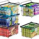 iSPECLE Freezer Organizer Bins - 5 Pack Adjustable Width for 5 to 7 Cu.Ft Chest Freezers, Stackable Wire Storage Baskets, Assembly Required, Black
