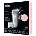 Braun Epilator Silk-pil 7, Hair Removal Device, Women Shaver & Trimmer, Wet and Dry, Wide Head, Includes Shaver Head and Trimmer Comb, SE7-041, Silver