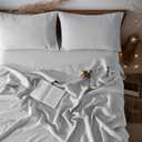 LBR02M 100% Linen Sheet Set King Size,Bed Sheets 4 Piece Sets, Solid Color Natural Flax Bed Sheets Soft Breathable Bedding,16" Deep Pocket,All Season (King, Grey)