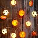 Bencailor 9.84 ft Sport Ball Theme Room Decor String Lights Baseball Basketball Football Soccer String LED Light up Decorations Battery Operated for Party Bedroom Decor