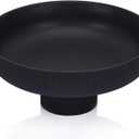 Modern Large Black Decorative Bowl - Ribbed Black Fluted Pedestal Bowl , Multi-Functional Fruit Bowl, Key Bowl, Candy Dish, Ideal for Entryway Table, Kitchen Counter, Living Room, Coffee Table Decor