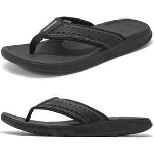 Flip Flop Thong Athletic Summer Sport Sandals with Arch Support Outdoor Summer Beach (8.5, Black)