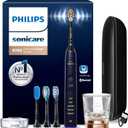 Philips Sonicare DiamondClean Smart 9750 Electric Toothbrush - Sonic Toothbrush with App, Pressure Sensor, 15 Brushing Settings, Replacement Reminder, USB Charging Travel Case, Lunar Blue, HX9954/74
