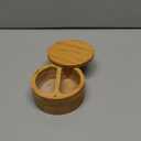 Bamboo Jar, Salt and Spices Storage Containers, Small Salt Box With Magnetic Lock Double grid