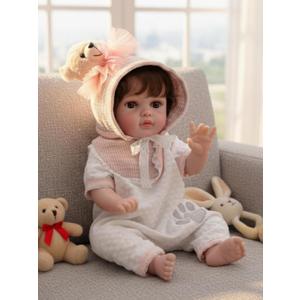 20-Inch Reborn Baby Doll, Big Eyes Realistic Newborn Baby Doll with Hand-Rooted Hair, Full-Body Vinyl Baby Dolls for 3+ Ages, 18.5 inches x 5.5 inches x 5.1 inches
