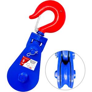 YATOINTO 8 ton Snatch Block with Hook, 6" Sheave 3/4" Inch Wire Rope Snatch Block, 17,600lbs Snatch Pulley for Rollback Wrecker Car Hauler Winch