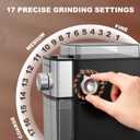 Rounexes Electric Flat Burr Coffee Grinder, Compact Coffee Grinder for Home Use, Burr Mill Grinder with 17 Precise Grind Settings, 7oz Large Hopper, Removable Burr & Coffee Container