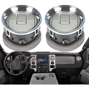 Dash Board Louvre Chrome AC Heat Air Vent Outlet Set (2PCS) Replacement for F150 2009-2014 9L3Z-19893-AA 9L3Z19893AA CL3Z-19893-EA