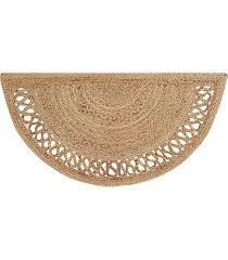 Boho Braided 1.5x3 Area Rug - Jute Natural Fiber Half Round Rug for Living Room Entryway, Farmhouse, Home, Indoor Rugs Jute Door mat for Bathroom, Kitchen, Black, 1.5 X 3 ft 