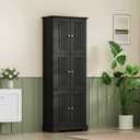 ChooChoo Tall Bathroom Storage Cabinet with 6 Doors, Freestanding Floor Cabinet with Adjustable Shelves, Black Pantry Cabinet for Bathroom, Kitchen, Laundry Room, 63 inches x 23.6 inches x 11.79 inches