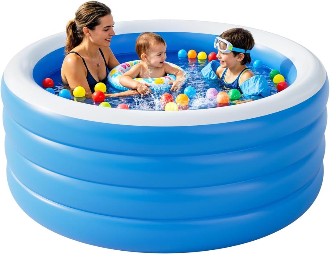 Inflatable Pool for Adults, 71" x 30" Blow Up Pools, Round Family Swimming Pool