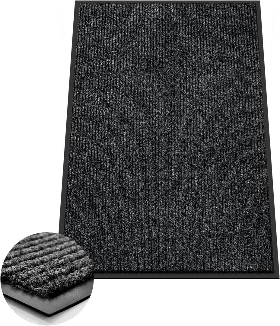 Azadx 2'x3' Front Door Mat Heavy Duty Indoor Outdoor Door Mat Non-Slip Backing Doormat for Entryway Stain and Fade Resistant Commercial Floor Mats Entry Mat Low Profile Welcome Door Mats (2'3' (24 x 36 inch), Dark Grey)