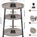 Round Side Table 3-Tier end Table for Living Room, Small Nightstand 15.75in, Without Charging Station