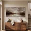 Large Framed Rustic Canvas Wall Art for Living Room, Brown Modern Abstract Landscape Prints Paintings Artwork for Walls, Horizontal Nature Pictures Wall Decor for Bedroom, Office, Farmhouse 30x60 In