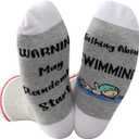GJTIM 2 Pairs Swimming Lover Gift Warning May Randomly Start Talking About Swimming Funny Socks For Swimmer (Talking About Swimming)