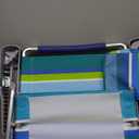 Rio Brands 17" Extended Height 4-Position Folding Beach, Camping, Lawn Chair, Blue/White/Green