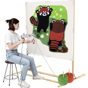 Kerty Extra Large Tufting Frame, 59" × 43" Wooden Tufting Frame for Rug Making, A Safer Tufting Cloth Stand Using Plastic U-Shaped Channels Instead of Nails