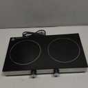 OVENTE Infrared Ceramic Double Burner, 1800W Electric Countertop Hot Plate with Black Crystalline Glass, Portable Stainless Steel Cooktop for Home, Office, or Dorm Use, Black BGI302GB