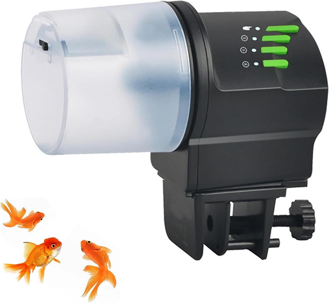 DXOPHIEX Automatic Fish Feeder Food Dispenser Vacation Fish Feeder Powered by Battery and USB for Aquarium and Turtle Tank