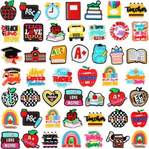 VioraWhite 48 Pcs Teacher Silicone Focal Beads for Pens Appreciation Week Gfits Teacher's Day Focal Silicone Beads Charms Keychain Assorted Pen DIY Crafts for Bracelet Necklace Jewelry Handmade Crafts