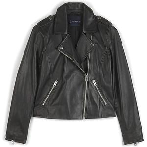 Lucky Brand Women's Long Sleeve Notched Lapel Leather Moto Jacket, Small