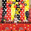 Mickey Mouse Birthday Party Decorations for boys with Number Balloons 0-9, Cartoon Mickey Mouse 2nd Birthday Party Supplies for boys Includes Banner,Backdrops,Tablecloth,Cake Cupcake Toppers,Balloons.