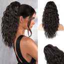 REECHO 18 Inch Claw Clip on Ponytail Extension for Women Long Curly Wavy Hair Extensions Natural Fluffy Synthetic Clip in Ponytail Hairpiece for Daily HP002 - Black Brown