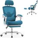 Sweetcrispy Office Computer Desk Chair, Ergonomic High-Back Mesh Rolling Work Swivel Chairs with Wheels, Comfortable Lumbar Support, Comfy Arms for Home, Bedroom, Study, Student, Blue