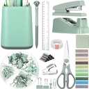 Marspark 12 Pcs Sage Green Office Supplies Desk Accessories Set Pen Holder Tape Dispenser Stapler Staple Remover Staples Tape Ruler Scissor Pen Sticky Note Index Tab Clips Set for Office School Home