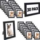 WHEATHUSK 4x6 Picture Frames Bulk Set of 30 Wood Photo Frames for 4x6 Photos Wall Mounting Simple Black Photo Frames Multi Picture Frames for Wall or Tabletop Display