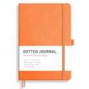 RETTACY Dotted Journal Notebook, 192 Pages, A5 Medium Size (5.7'' x 8.3''), Leather Hardcover, 100 GSM Thick Paper, for Bullet Journaling, Planning, Tracking (Orange)
