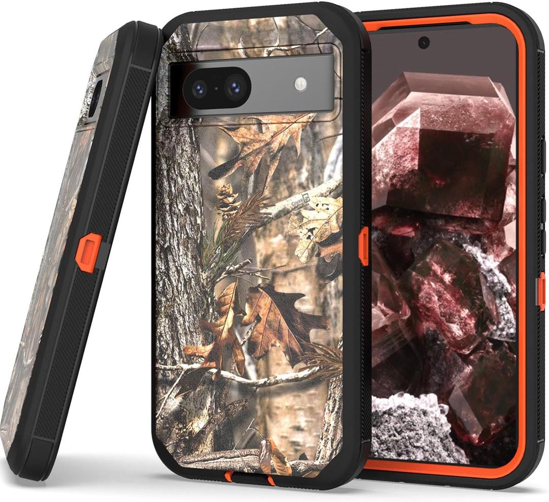 CoverON Rugged Designed for Google Pixel 8a Case, Heavy Duty Constuction Military Grade A Etched Grip Hybrid Rigid Armor Skin Cover Fit Pixel 8a Phone Case - Camo
