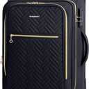 BAGSMART Carry On Luggage 20 Inch,Softside Expandable Suitcase with Spinner Wheels, Luggage 22x14x9 Airline Approved Rolling Lightweight Suitcases for Women Men, Compact Carry-On (Black)