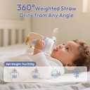 NCVI PPSU Milk Straw Sippy Cup Spill Proof for Toddlers 1-3 Years Old, Lightweight Baby Training Water Bottle with Weighted Straw/Handle/Strap/Lid, Baby's First Straw Cup, BPA-free 10floz (Blue)
