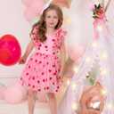 Kids Valentines Day Dress for Girls Ruffle Sleeveless Red Heart Print Birthday Tulle Princess Dress Party Tutu Dresses (Pink)