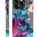 for iPhone 15 Pro Max Case with 2-in-1 Glossy All Inclusive Anti Fall Doublelayer Protection Soft TPU+PC Back Pattern Case Compatible with iPhone 15 Pro Max 6.7inch for Women Diamond Bird